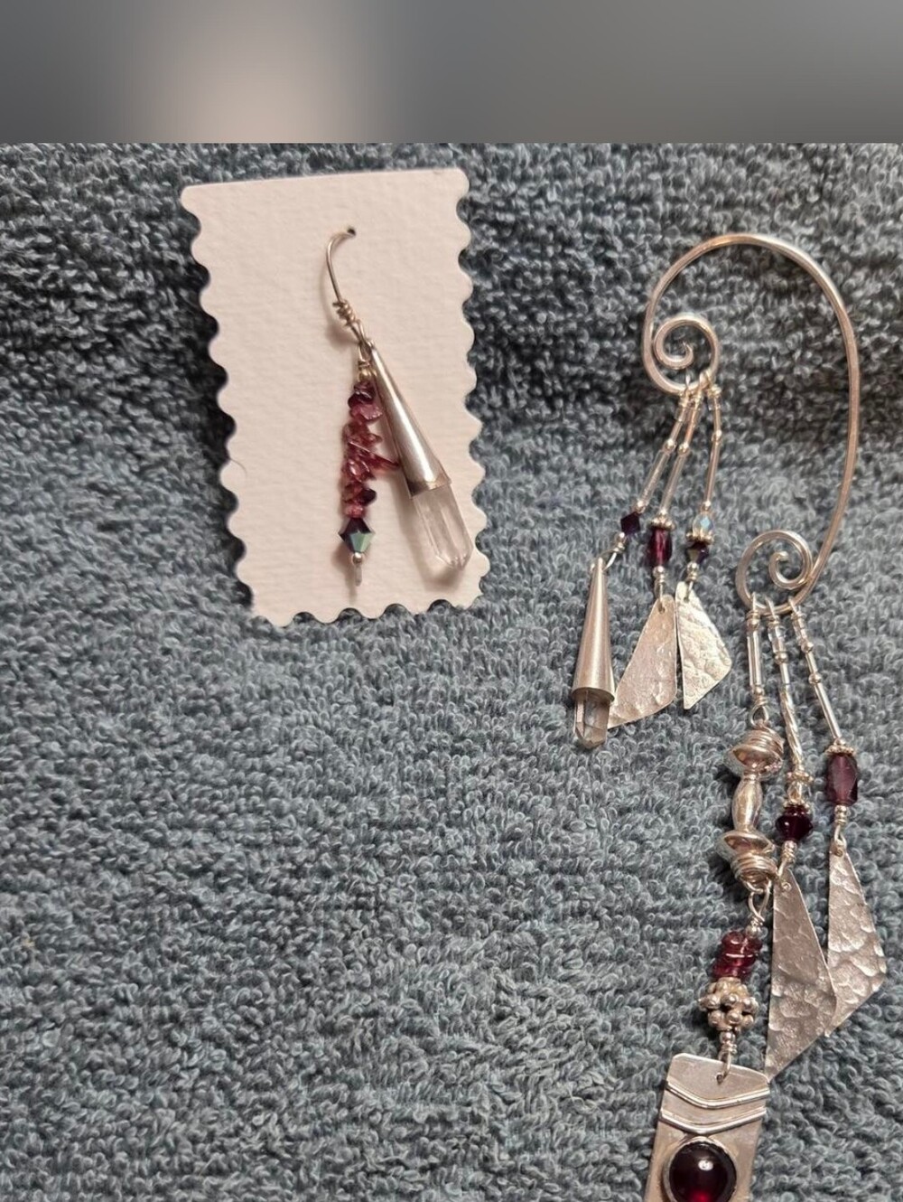 Handmade artisan ear wrap and matching dangle earring set